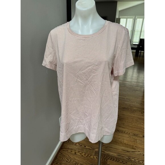 Lafayette 148 Top Women Modern Striped Short-Sleeve Jersey Cotton Tee Large - Picture 1 of 3